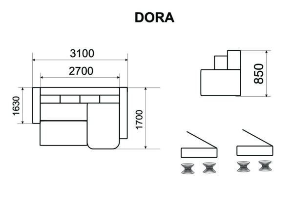 Nurgadiivan-voodi Dora 10